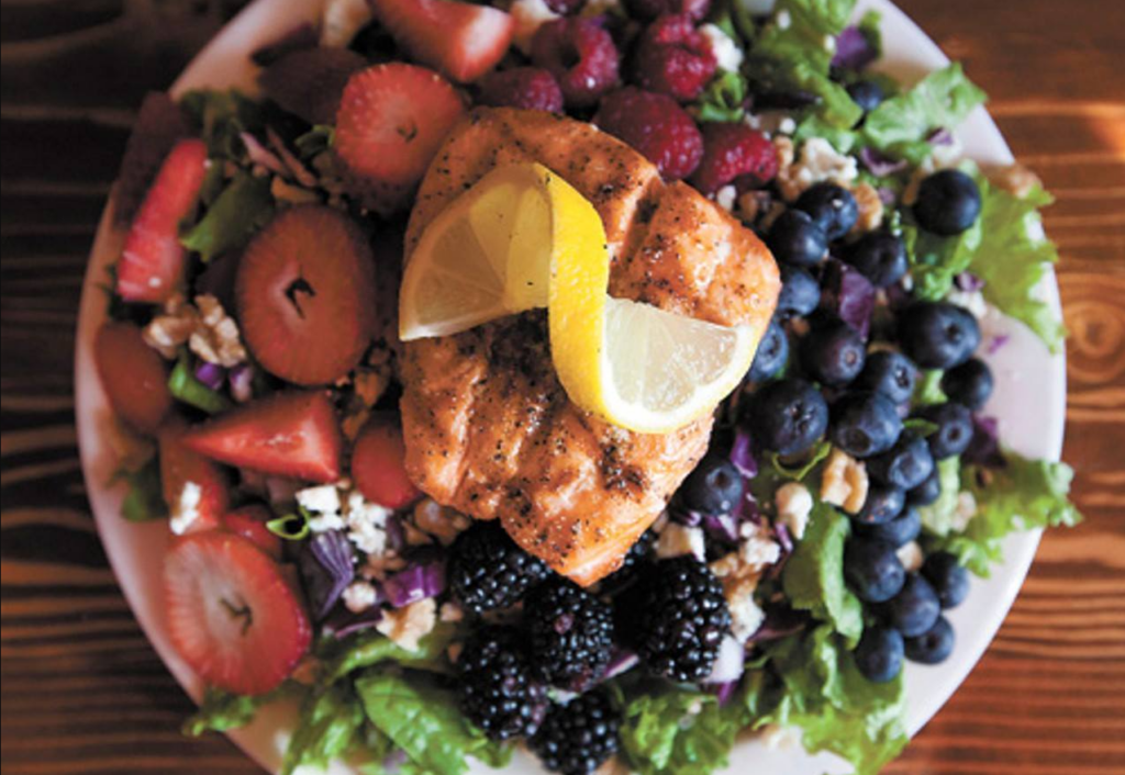 The Keg Lounge salmon berry summer salad