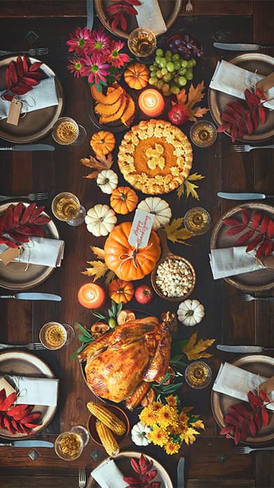 A table setting for Thanksgiving
