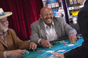 man winning at blackjack