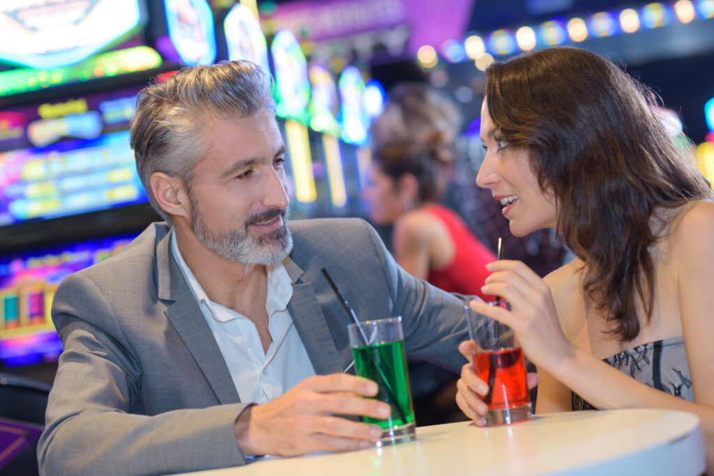 Couple having drinks in casino