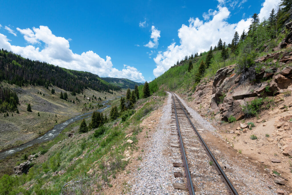 Railway line along Cascade Creek near Osier Station, Colorado