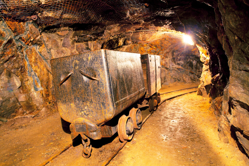 Cart in gold mine - underground