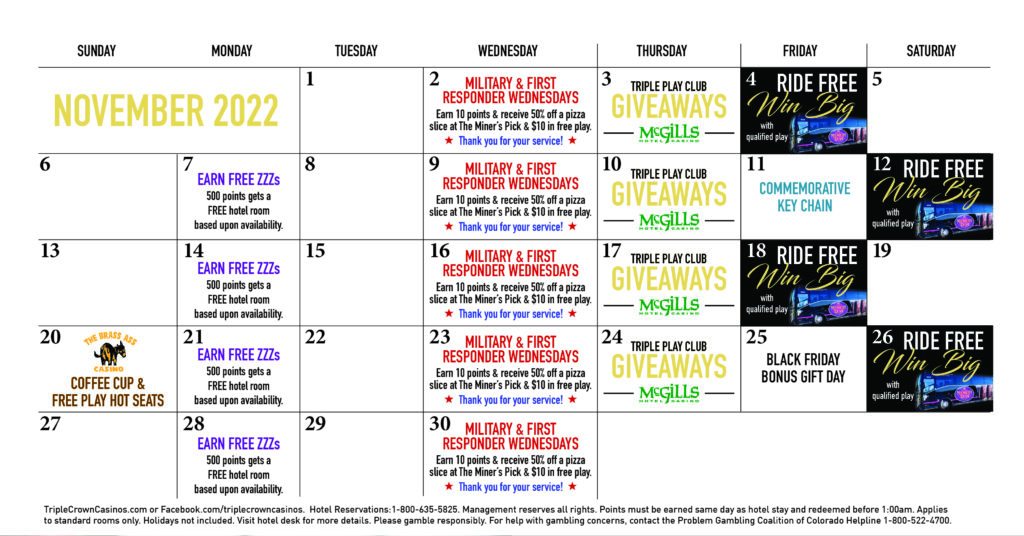 Promotional activity calendar for November
