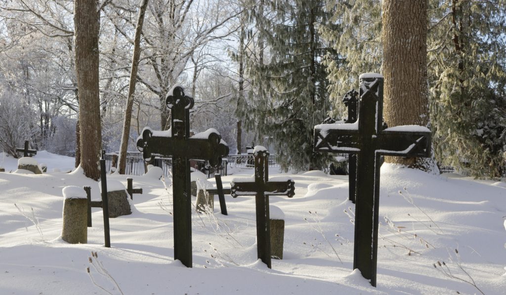 old small cemetery in winter