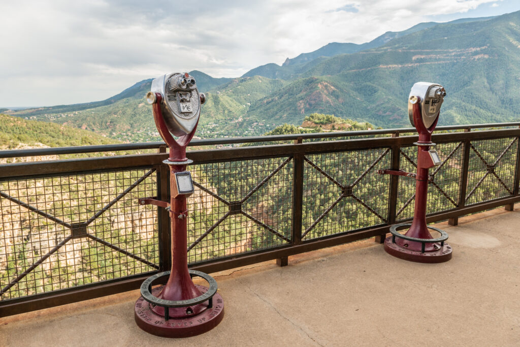 Viewfinders overlooking Williams Canyon from Cave of the Winds in Manitou Springs, Colorado
