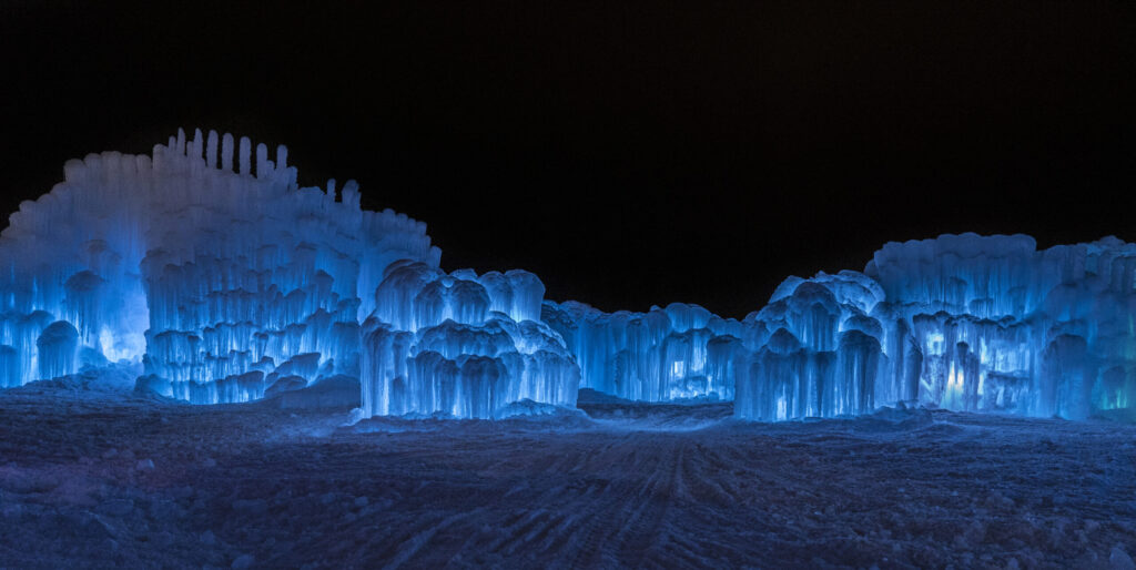 A Night View of the Ice Castles.
