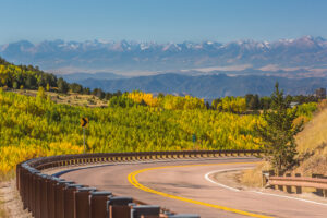 A scenic fall road outside of Cripple Creek Colorado