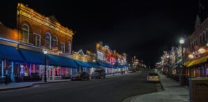 Night Photo of the Gambling Town of Cripple Creek, Colorado.