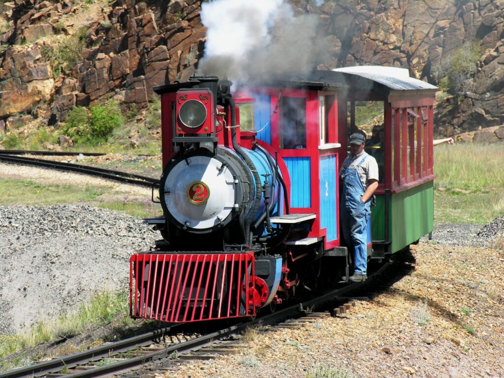 A small tourist train operating outside Cripple Creek