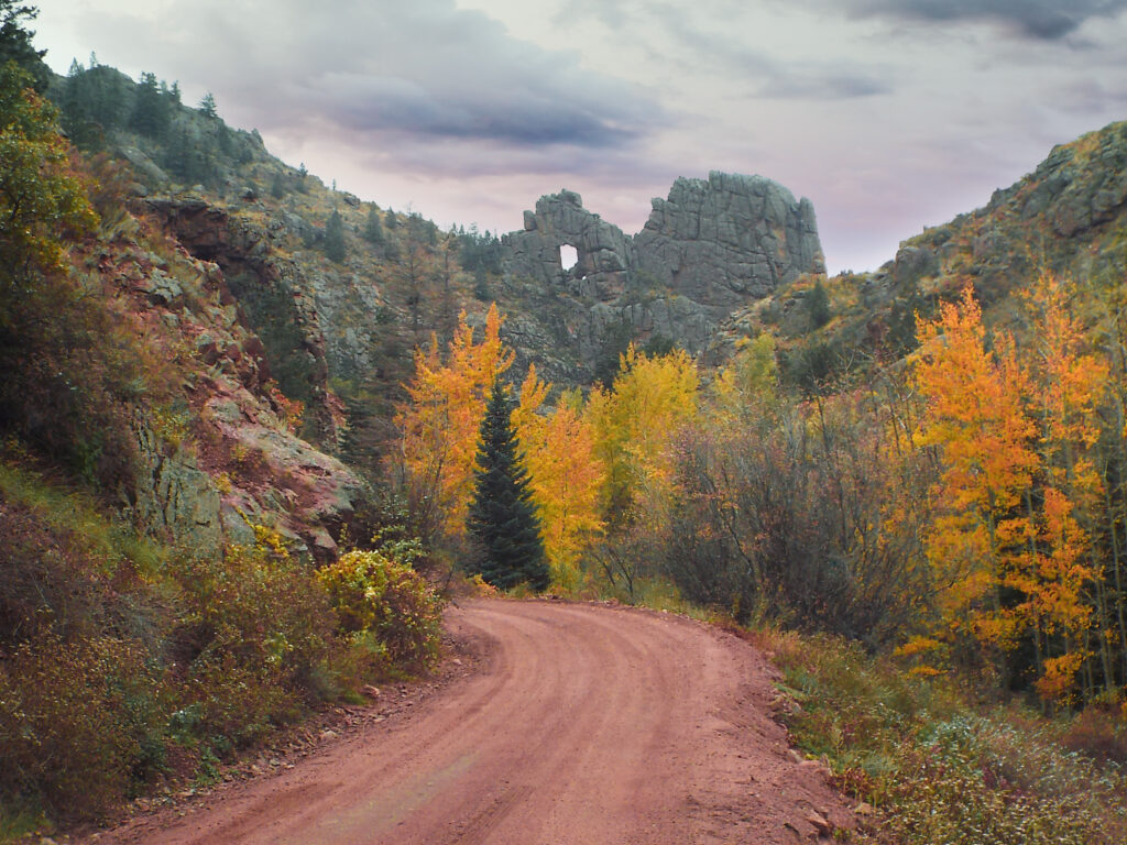 Window Rock on Shelf Road Cripple Creek Colorado in fall