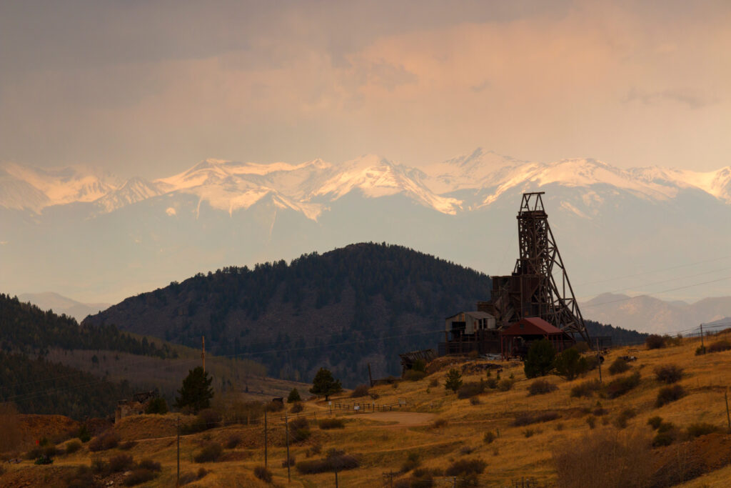 Abandoned gold mines near Victor Colorado on a stormy spring morning
