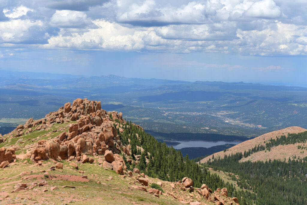 View of Colorado mountains near Pikes Peak