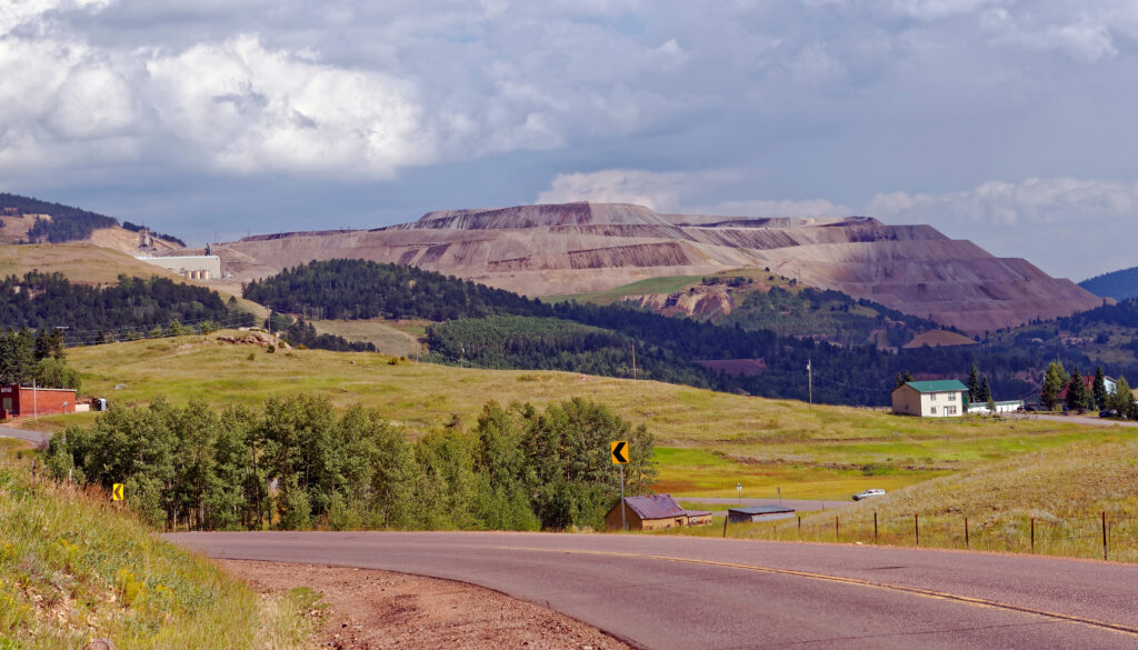 View from Cripple Creek, Colorado, U.S.A. of the active Cripple Creek Mining District open cast gold mine