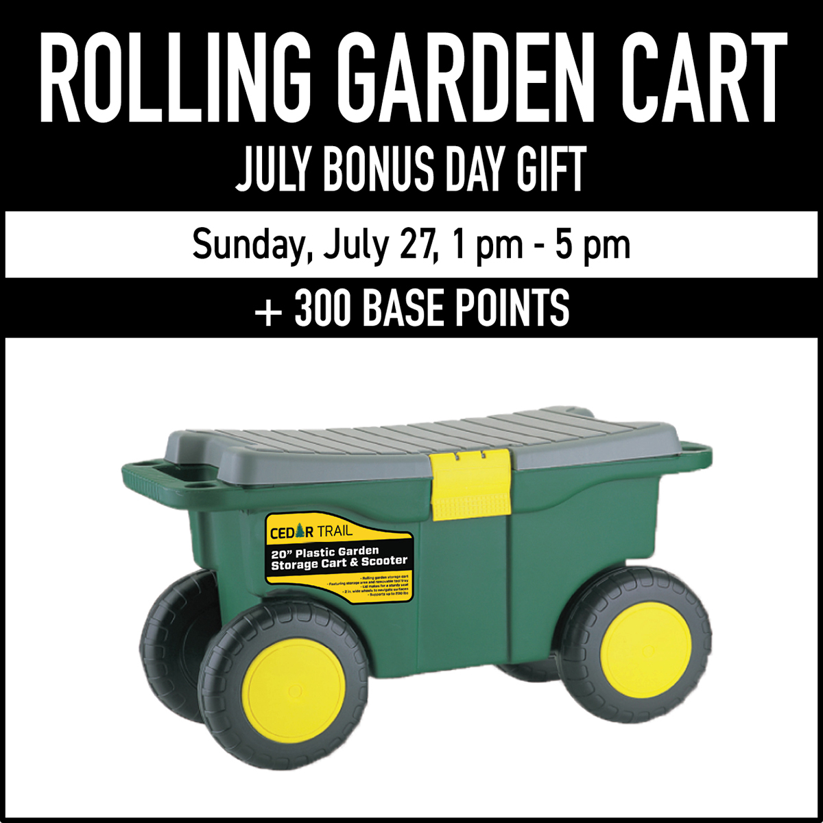 June Bonus Day Ad Image of Rolling Garden Cart June Bonus Day Ad Image